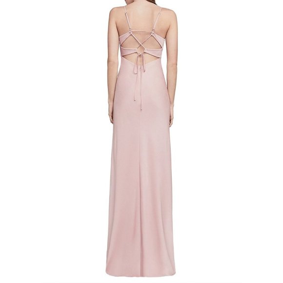 BCBGMAXAZRIA Fae Sleeveless Lace-Up satin Gown dress 387$ size 12 - Picture 3 of 5